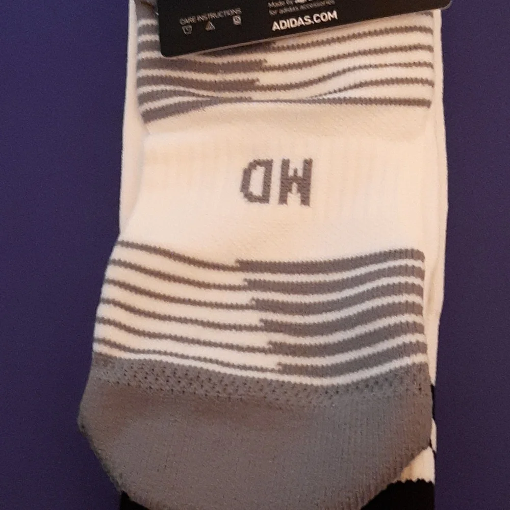 adidas NWT White Soccer Socks with Black Stripes Size M